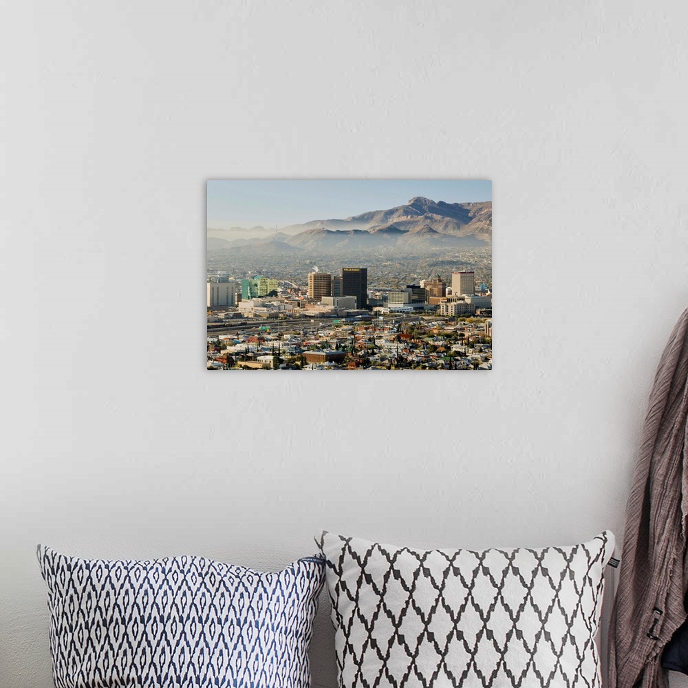 A bohemian room featuring Panoramic view of skyline and downtown El Paso Texas looking toward Juarez, Mexico