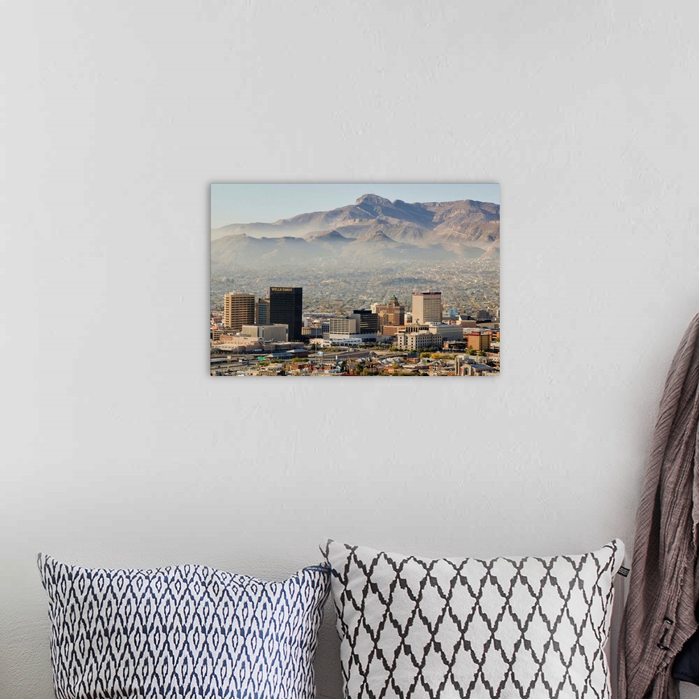 A bohemian room featuring Panoramic view of skyline and downtown El Paso Texas looking toward Juarez, Mexico