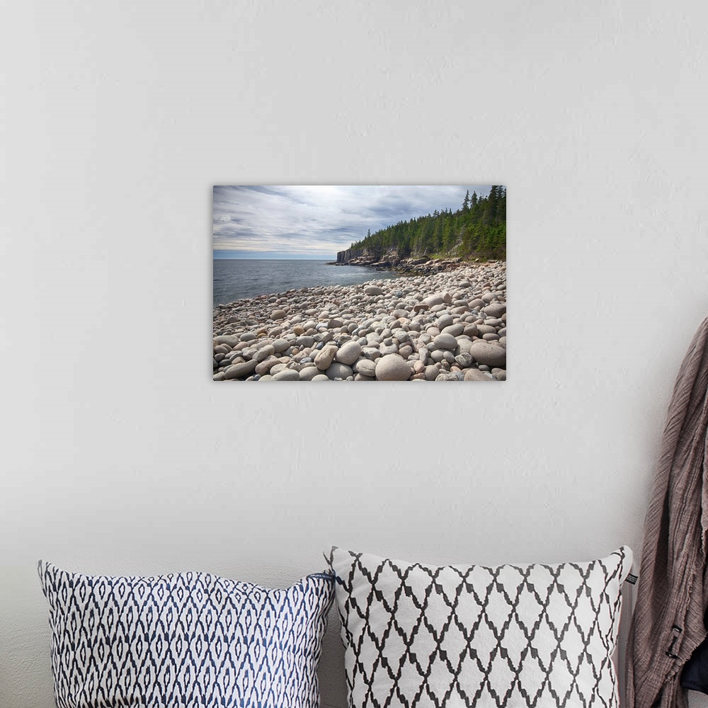 A bohemian room featuring Pebbles on the beach, Cobblestone Beach, Acadia National Park, Maine