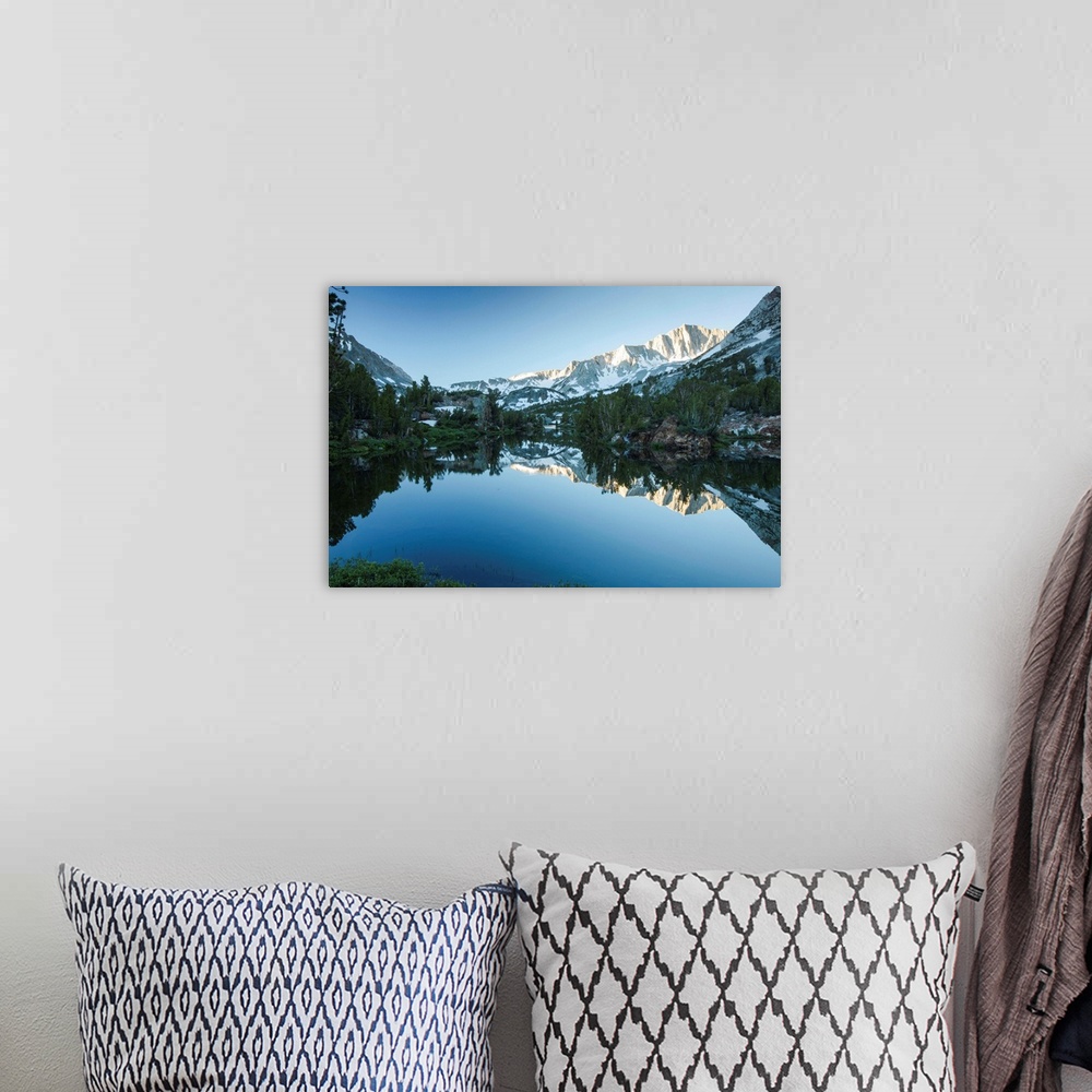 A bohemian room featuring Reflection of mountain in a river, Eastern Sierra, Sierra Nevada, California, USA