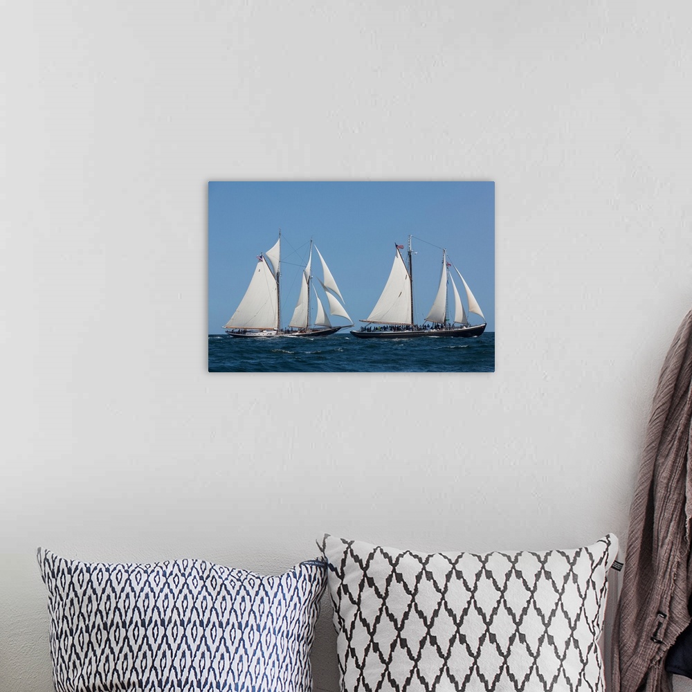 A bohemian room featuring Sailing ship in the ocean at gloucester schooner festival, gloucester, cape ann, essex county, ma...