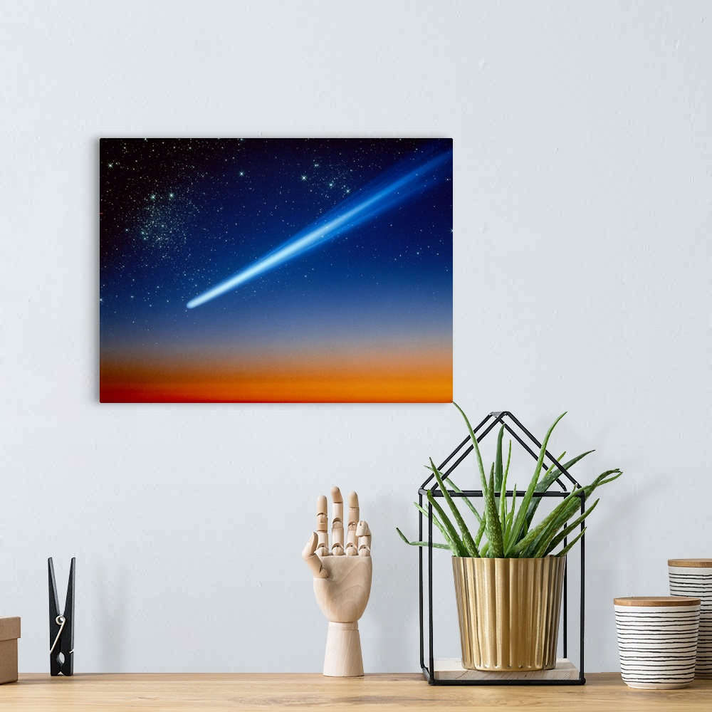 A bohemian room featuring Space Comet speeding across the night sky