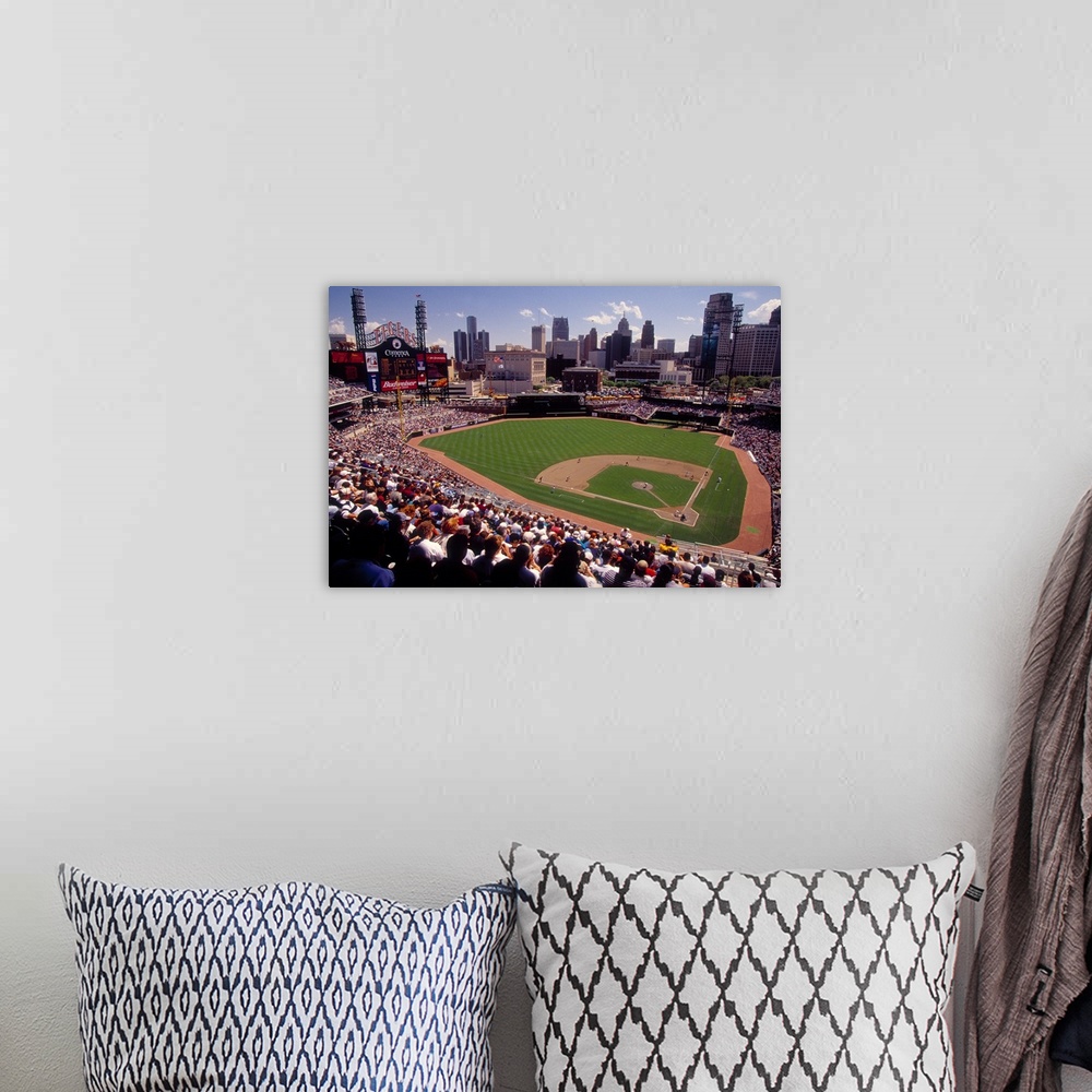 A bohemian room featuring Spectators watching a baseball match in a stadium, Comerica Park, Detroit, Michigan, USA