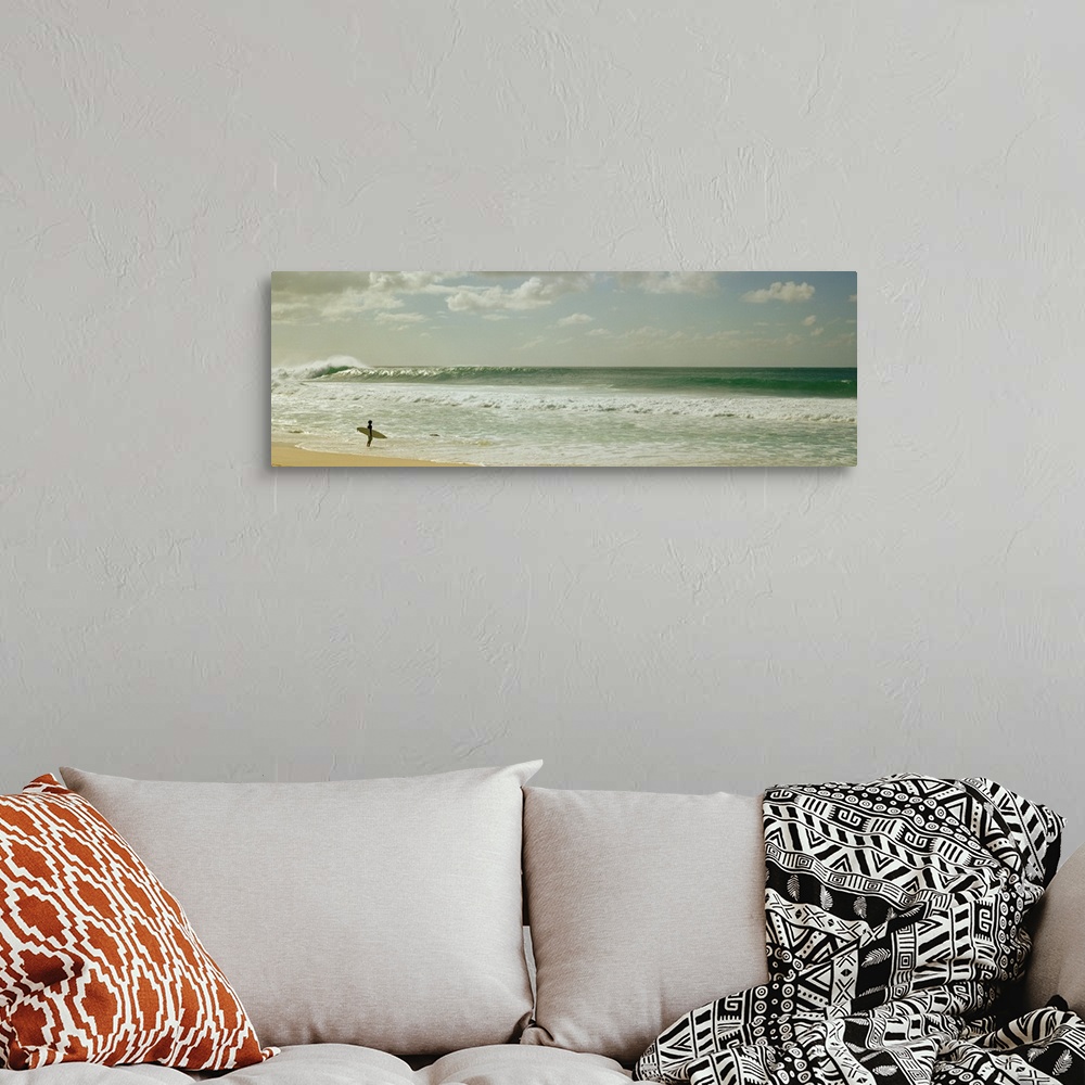 Surfer standing on the beach, North Shore, Oahu, Hawaii, Wall Art ...