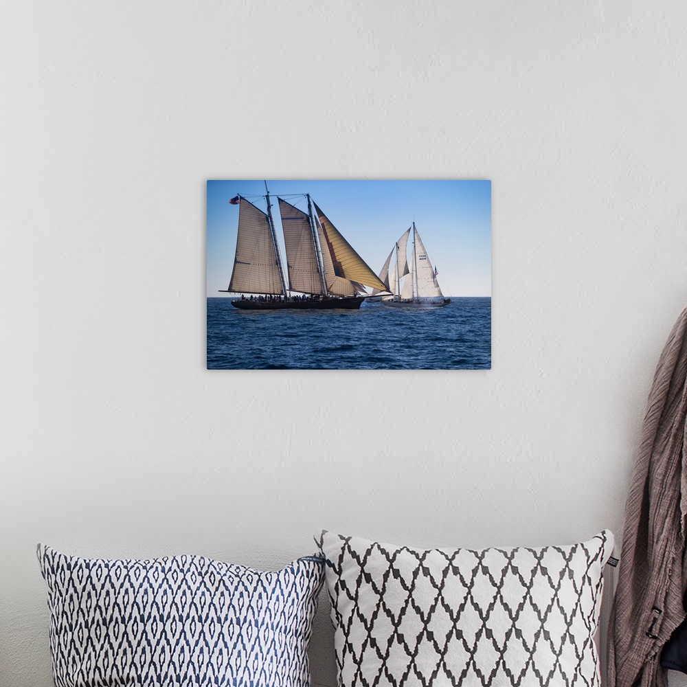 A bohemian room featuring Tall ship and sailboat in the Pacific Ocean, Dana Point Harbor, Dana Point, Orange County, Califo...