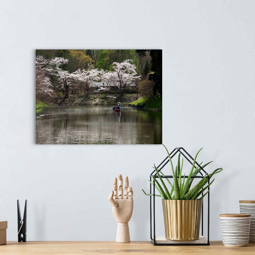 A bohemian room featuring Tourists rowing a boat in moat, Hirosaki Park, Hirosaki, Aomori Prefecture, Japan