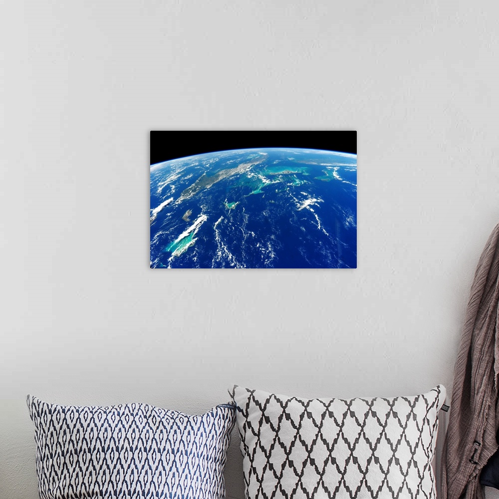A bohemian room featuring View of planet Earth from space showing Turks and Caicos Islands and Cuba