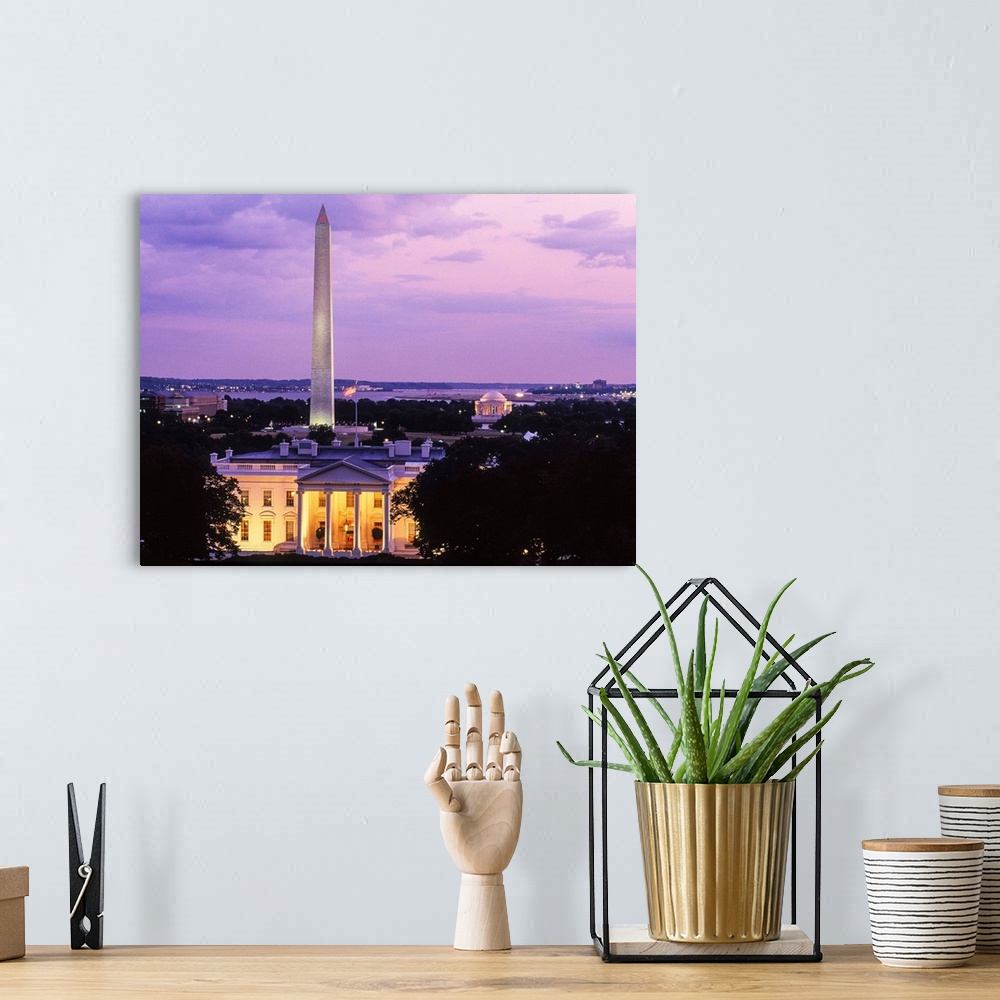 A bohemian room featuring White House at dusk, Washington Monument, Washington DC, USA