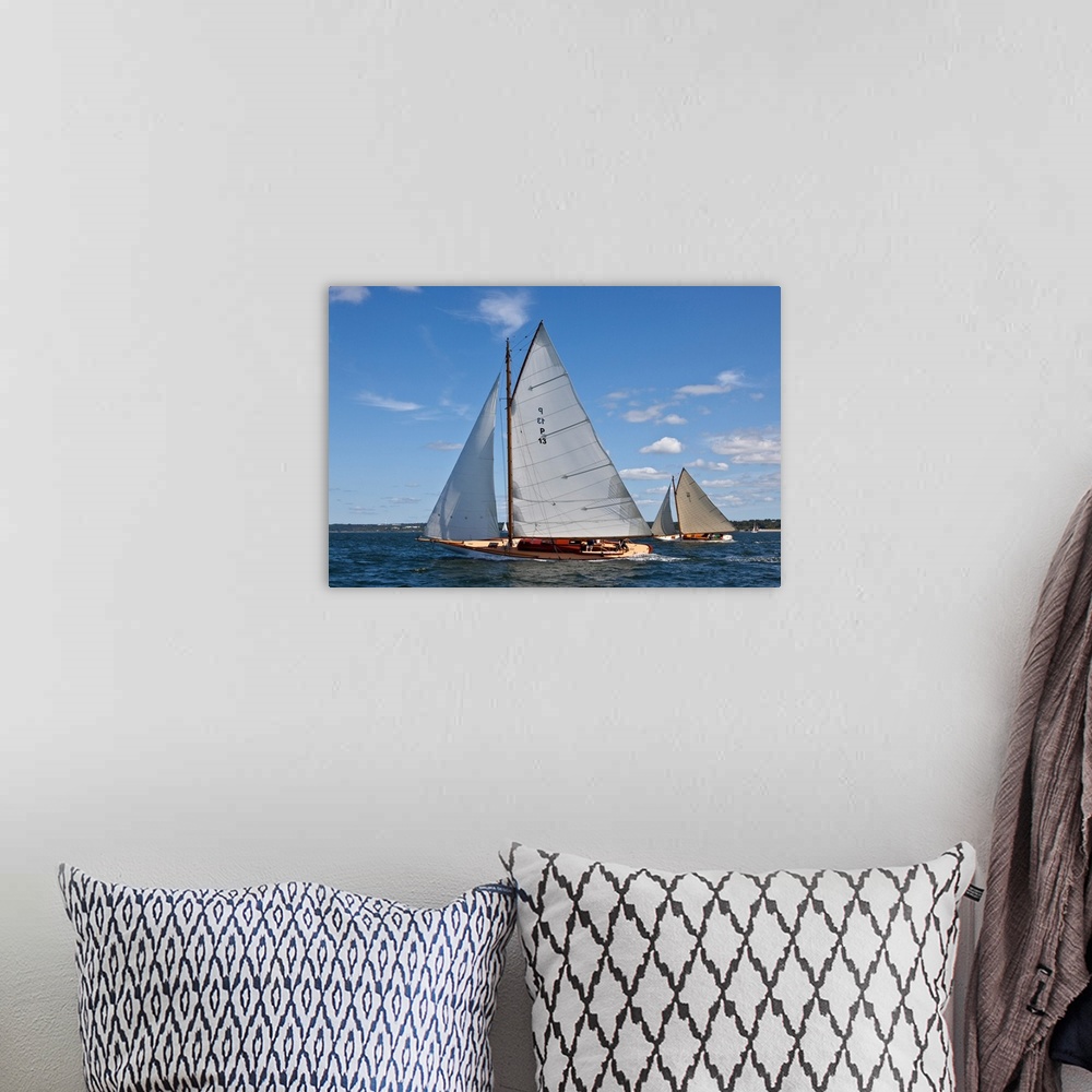 A bohemian room featuring Yachts sailing in Classic Yacht Regatta, Newport, Rhode Island, USA