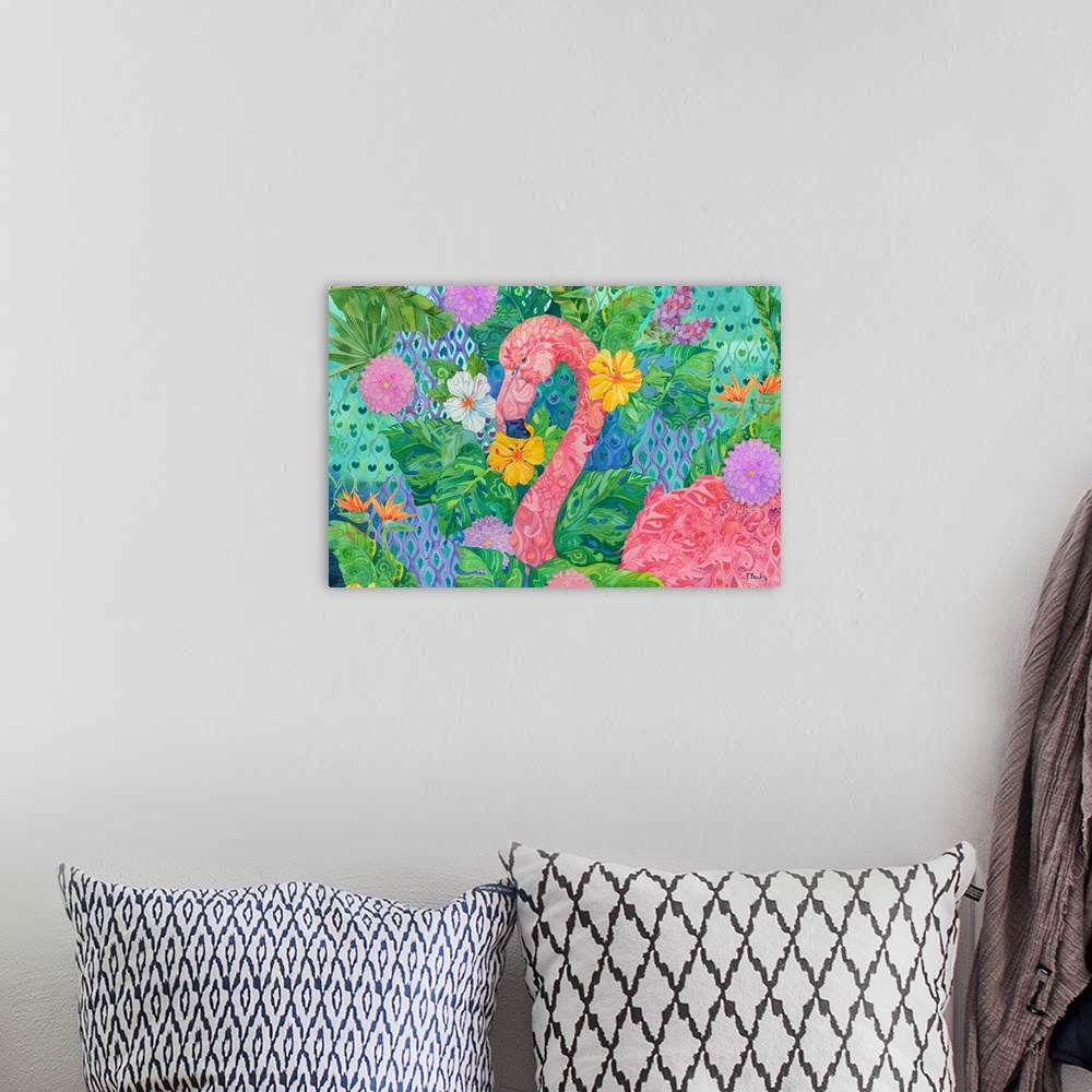 A bohemian room featuring Bohemian Flamingo Horizontal