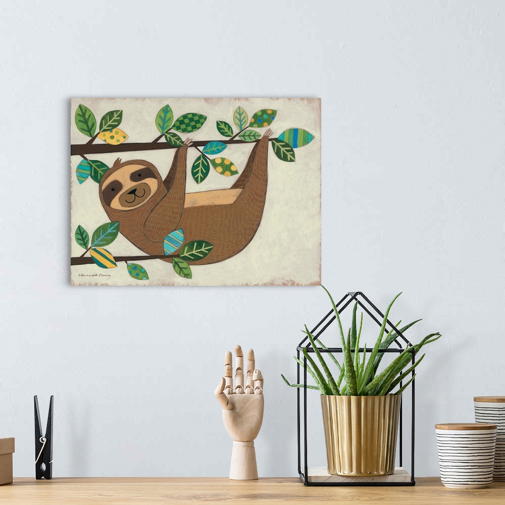 A bohemian room featuring Hanging Sloth