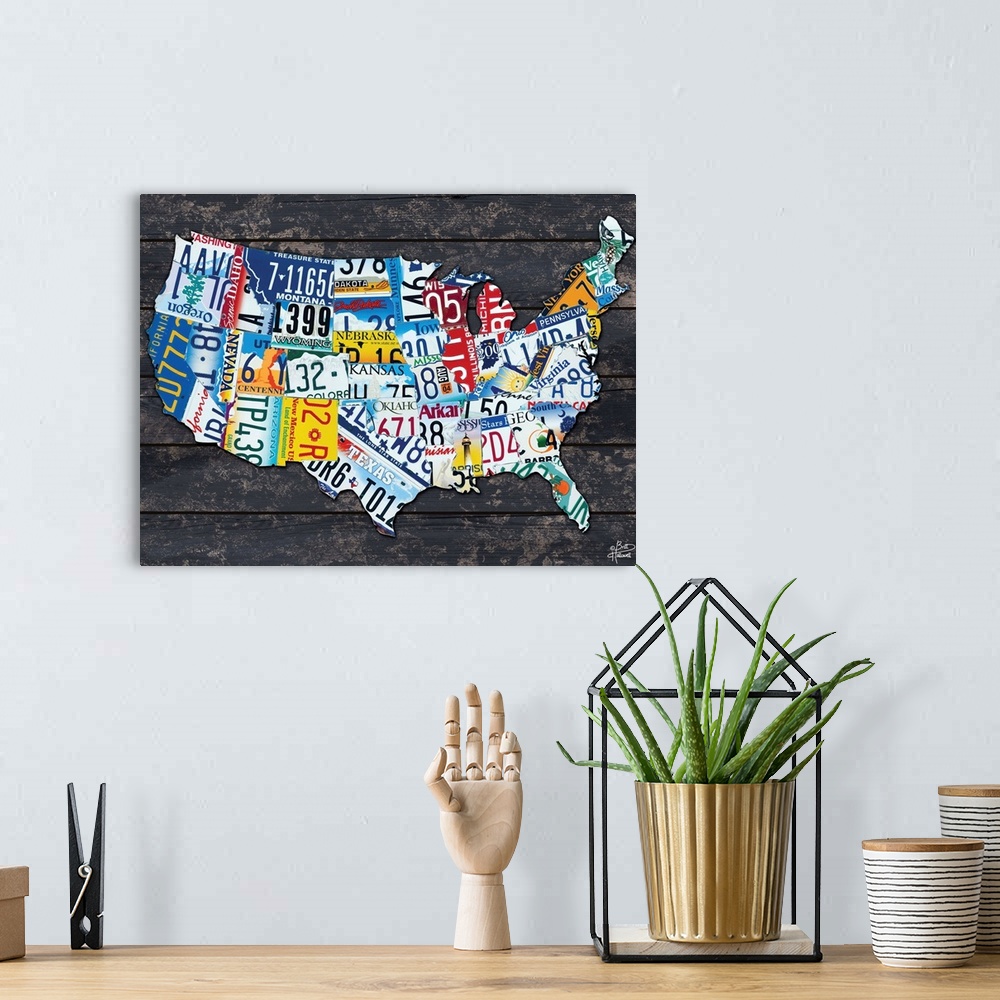 LICENSE PLATE MAP OF THE US UNITED STATES USA TRAVEL oil paintings canvas  art Prints Wall Art For Living Room Bedroom Decor - AliExpress