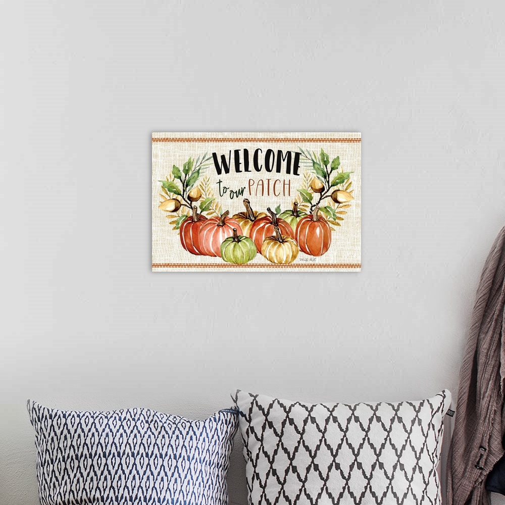 A bohemian room featuring Welcome to Our Patch