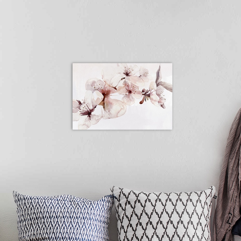 A bohemian room featuring Watercolor Blossoms I