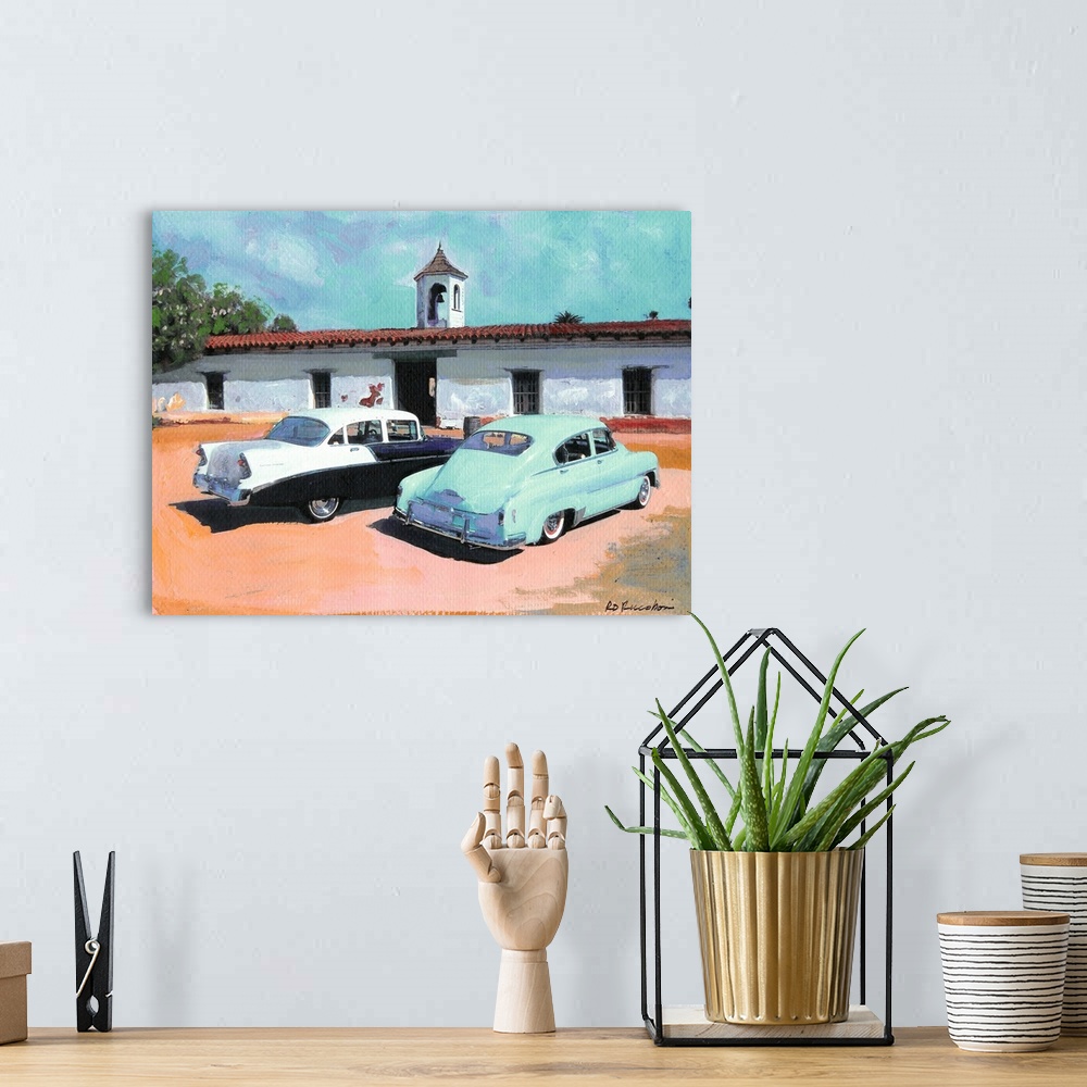 A bohemian room featuring Classic Automobiles in Old Town San Diego State Historic Park. The historic adobe hacienda La Cas...