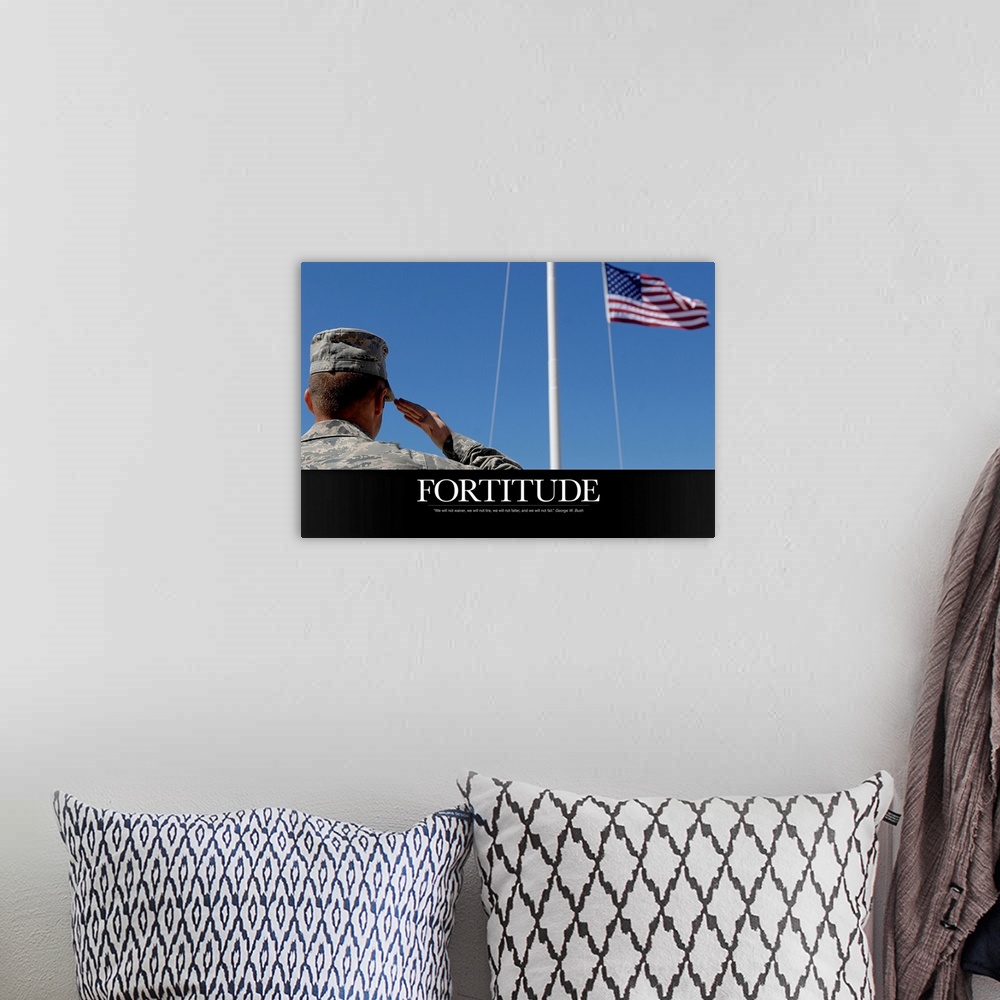 A bohemian room featuring Military Poster: Fortitude