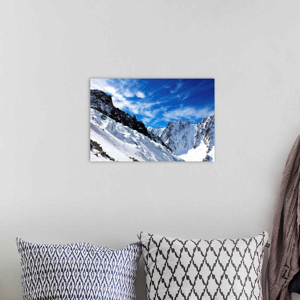 A bohemian room featuring Argentiere Glacier, Chamonix, Rhone Alpes, Haute Savoie, French Alps, France, Europe