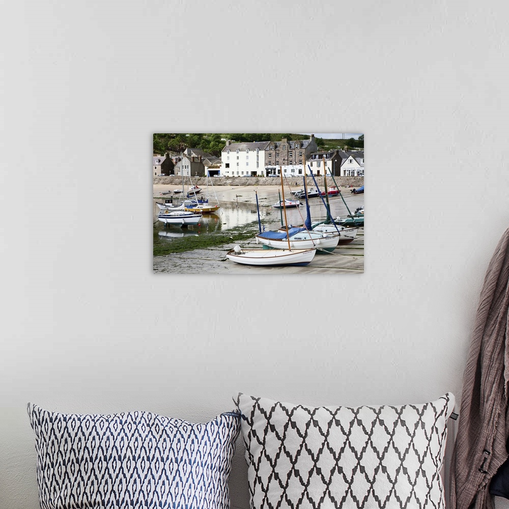 A bohemian room featuring Beached yachts the Harbour at Stonehaven, Aberdeenshire, Scotland, UK