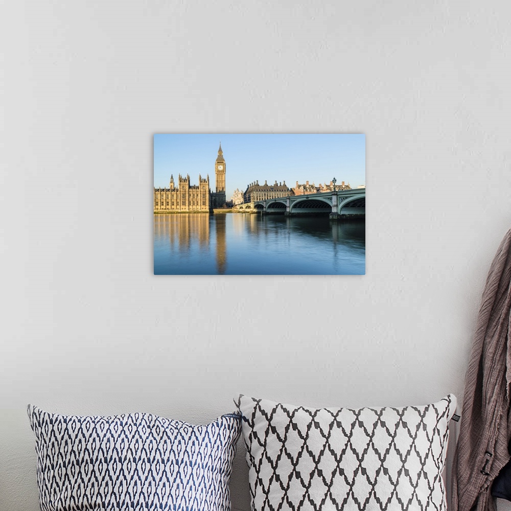 A bohemian room featuring Big Ben, the Palace of Westminster, and Westminster Bridge, London, England