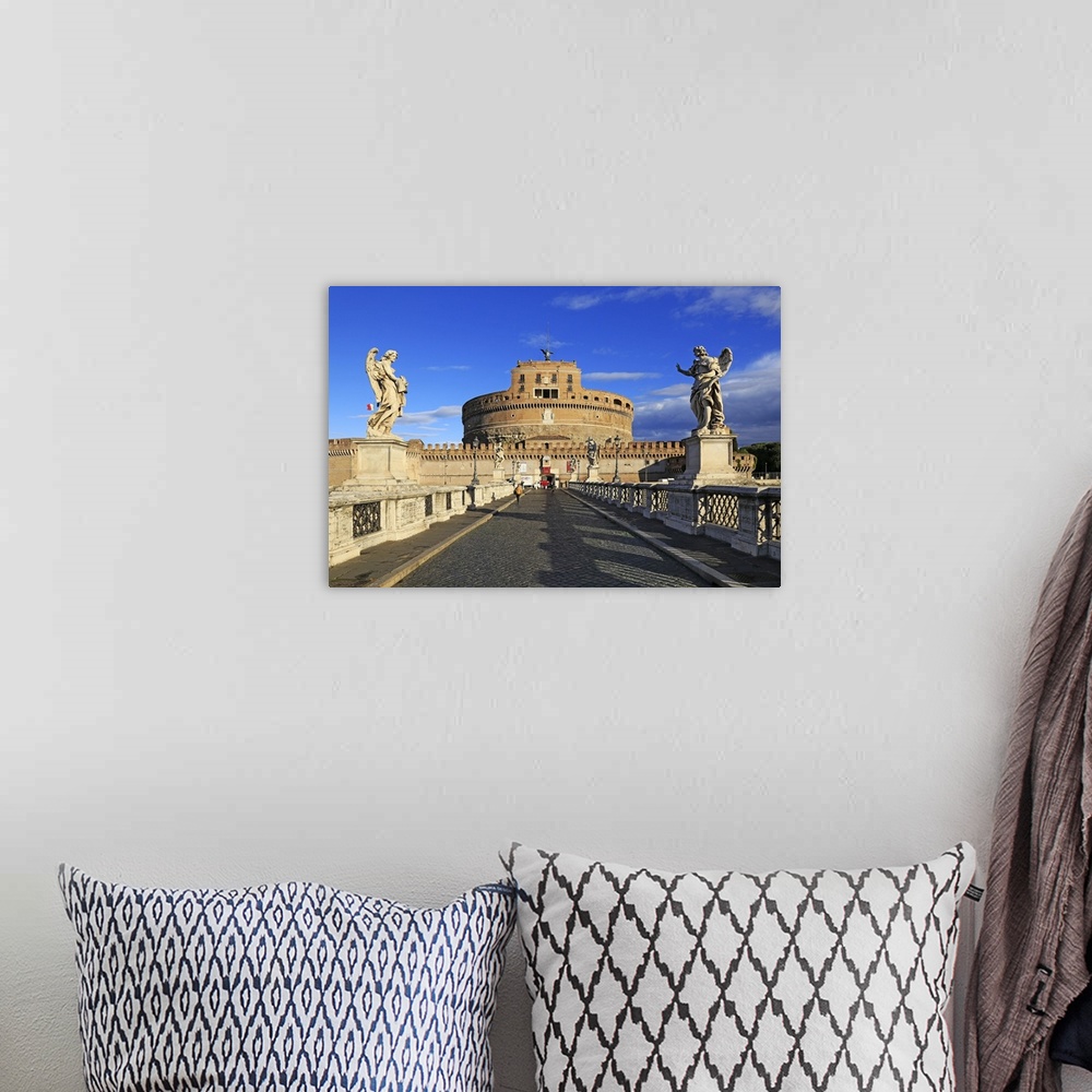 A bohemian room featuring Castel Sant'Angelo Castle with Ponte Sant'Angelo Bridge, Rome, Lazio, Italy