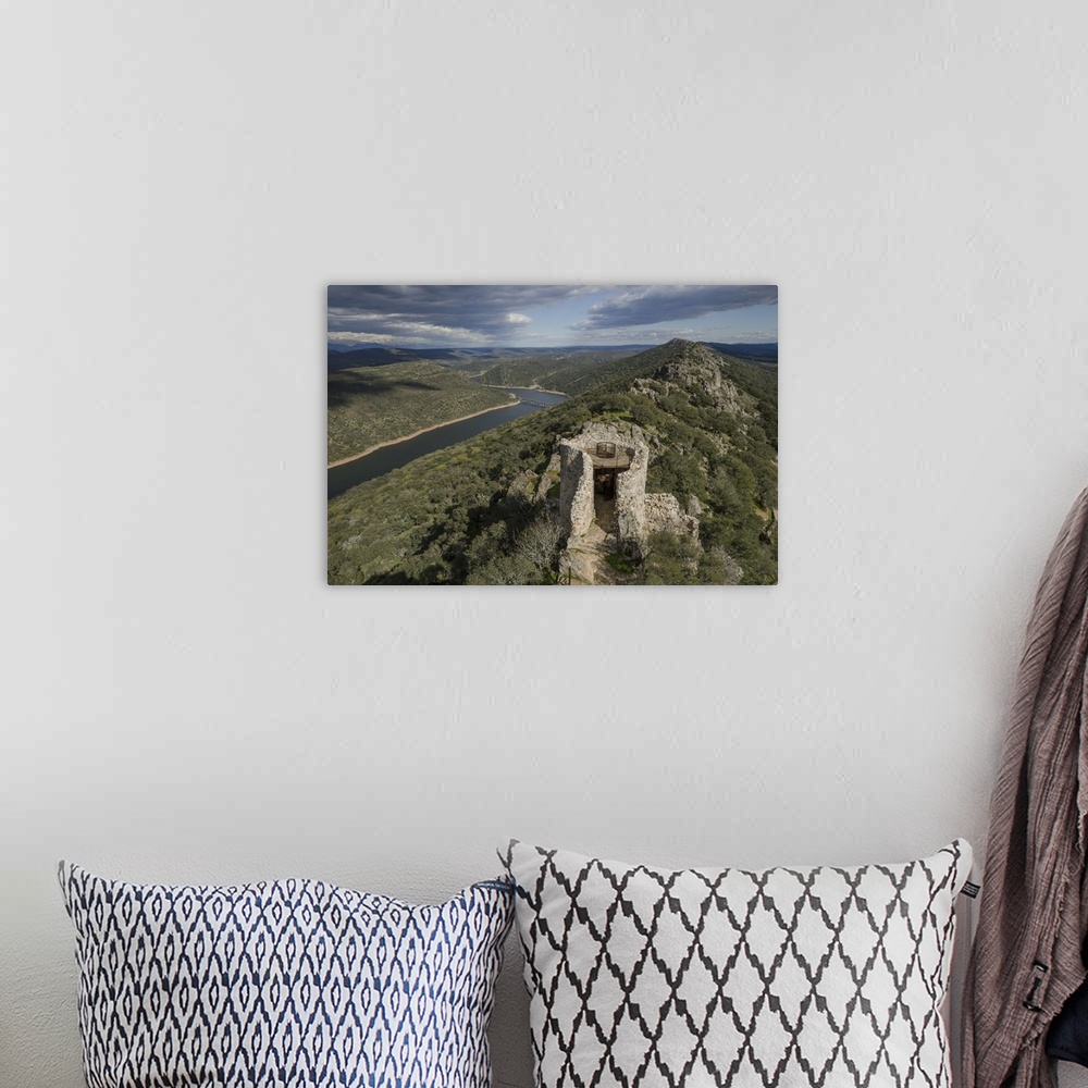 A bohemian room featuring Castillo de Monfrague, Monfrague National Park, Caceres, Extremadura, Spain