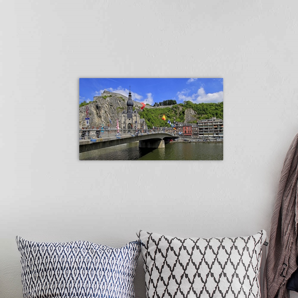 A bohemian room featuring Citadel of Dinant on Meuse River, Dinant, Province of Namur, Wallonia, Belgium