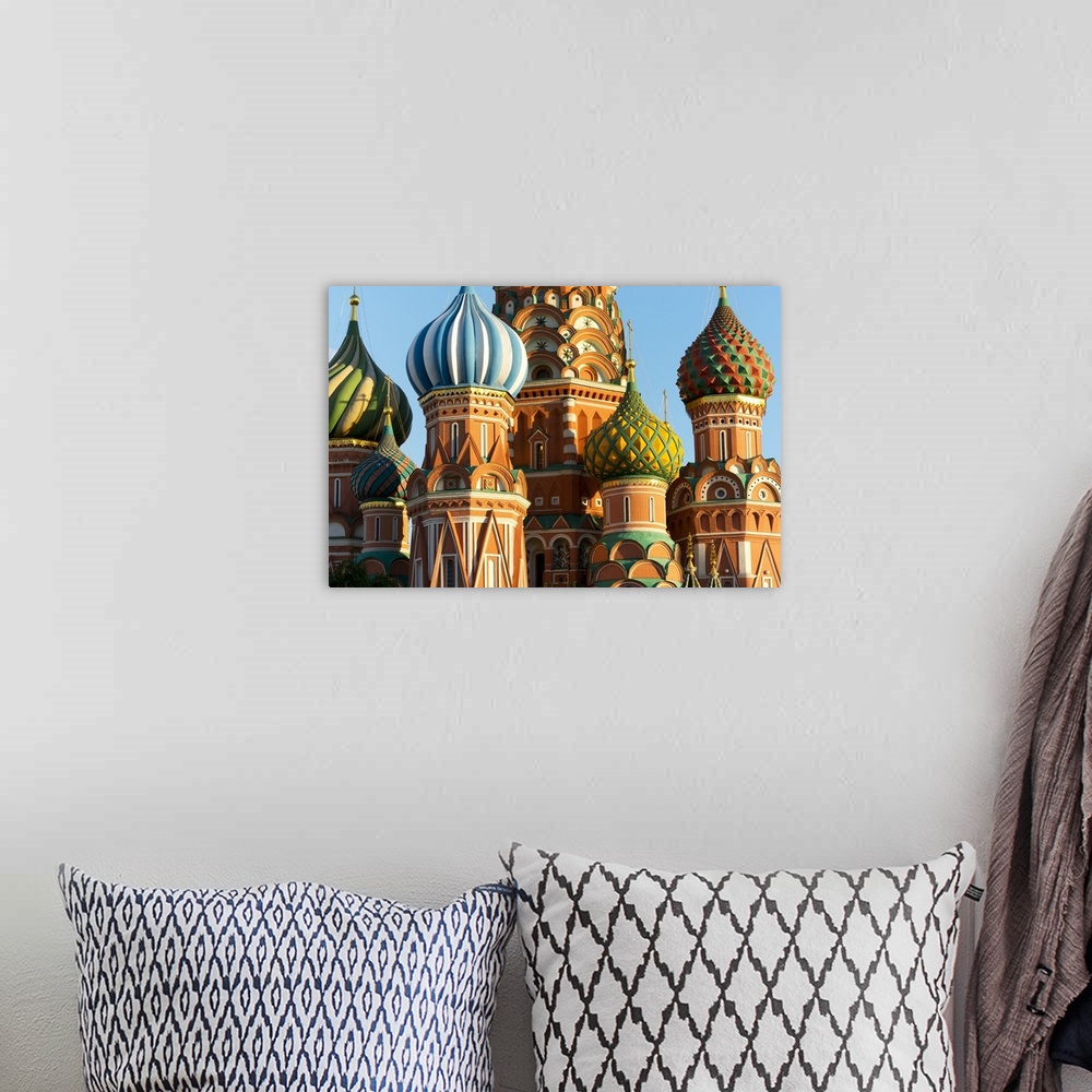 A bohemian room featuring Close-up of the domes of St. Basil's Cathedral, Moscow, Russia