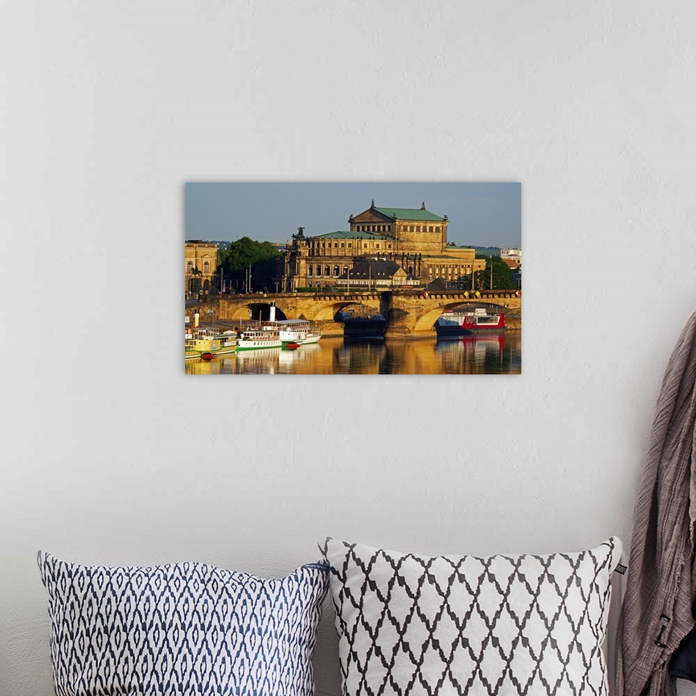 A bohemian room featuring Elbe River, Semper Opera House, Dresden, Saxony, Germany