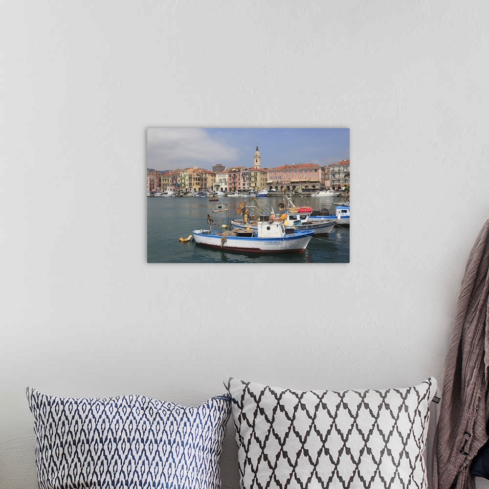 A bohemian room featuring Harbor, Oneglia, Imperia, Liguria, Italian Riviera, Italy, Europe