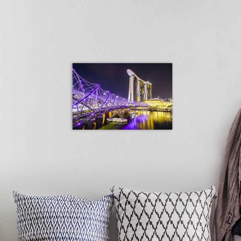 A bohemian room featuring Helix Bridge leading to the Marina Bay Sands, Marina Bay, Singapore, Southeast Asia, Asia