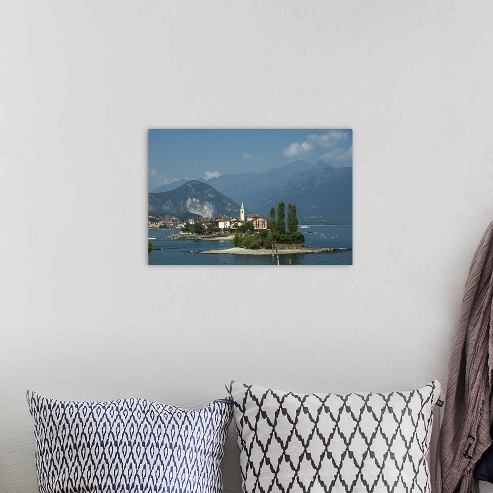 A bohemian room featuring Isola dei Pescatori, from Isola Bella, Borromean Islands, Lake Maggiore, Piedmont, Italian Lakes,...
