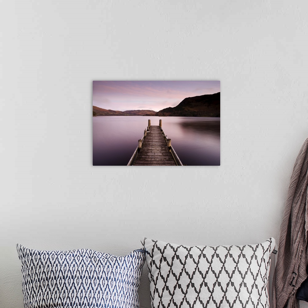 A bohemian room featuring Jetty on Ullswater at dawn, Glenridding Village, Cumbria, England