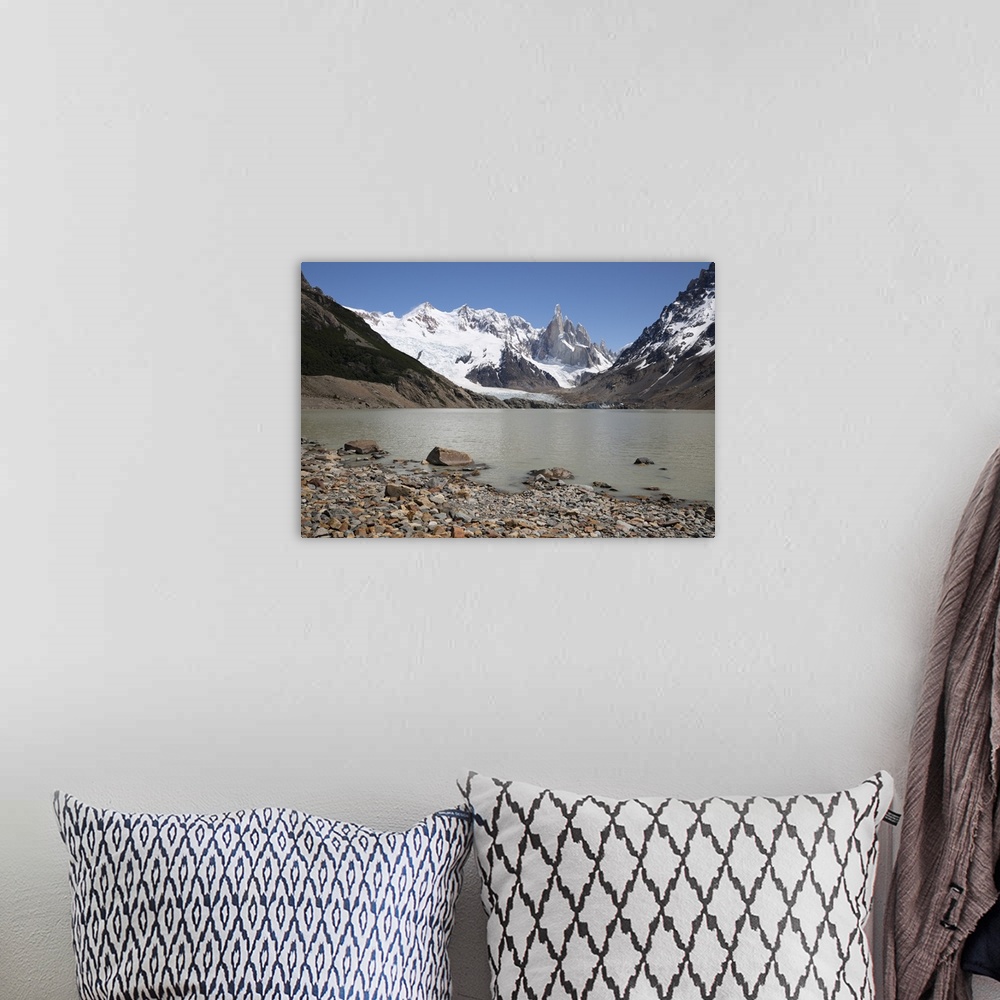 A bohemian room featuring Laguna Torre with view of Cerro Torre and Glaciar Grande, El Chalten, Patagonia, Argentina, South...