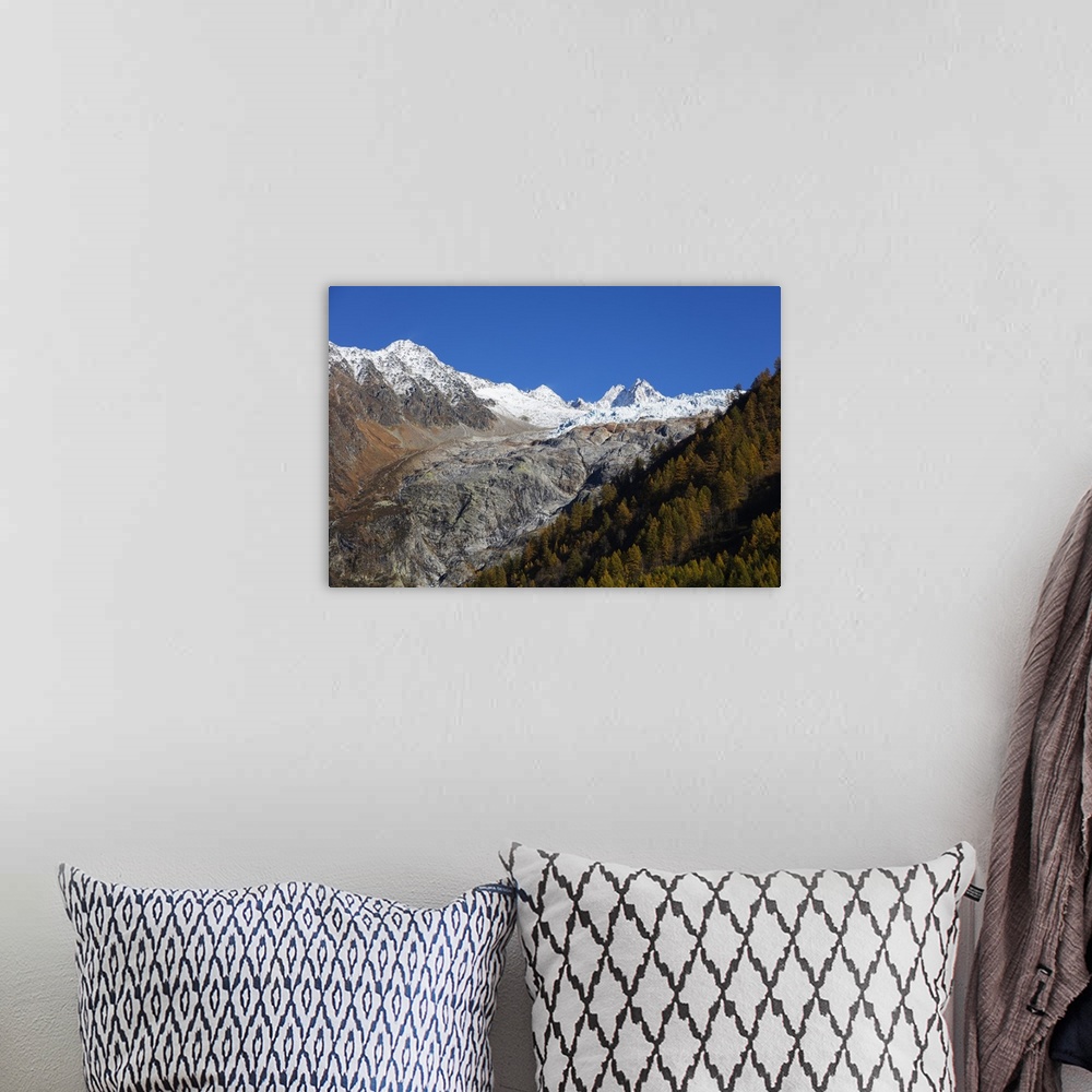 A bohemian room featuring Le Tour glacier, autumn, Chamonix, Haute Savoie, Rhone Alpes, French Alps, France, Europe