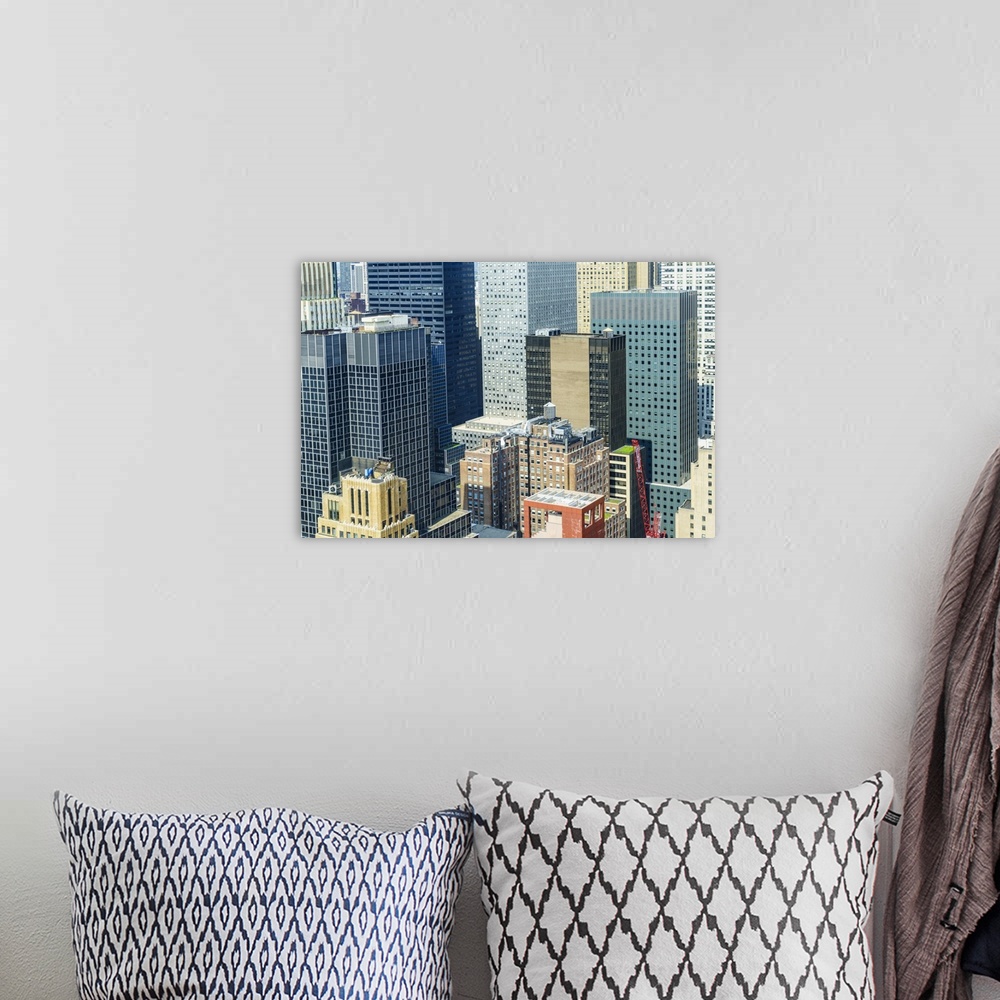 A bohemian room featuring Manhattan skyscrapers, New York City, United States of America, North America