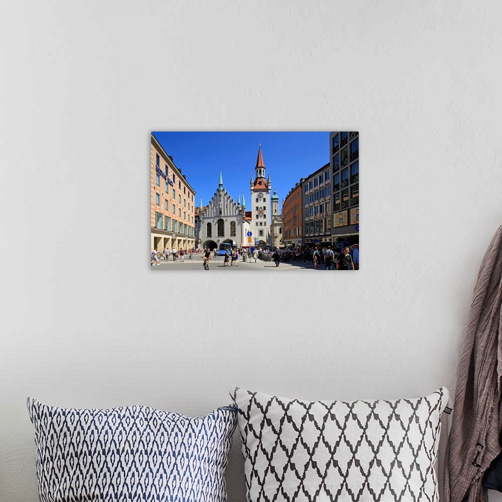 A bohemian room featuring Marienplatz Square with Old City Hall in Munich, Upper Bavaria, Bavaria, Germany