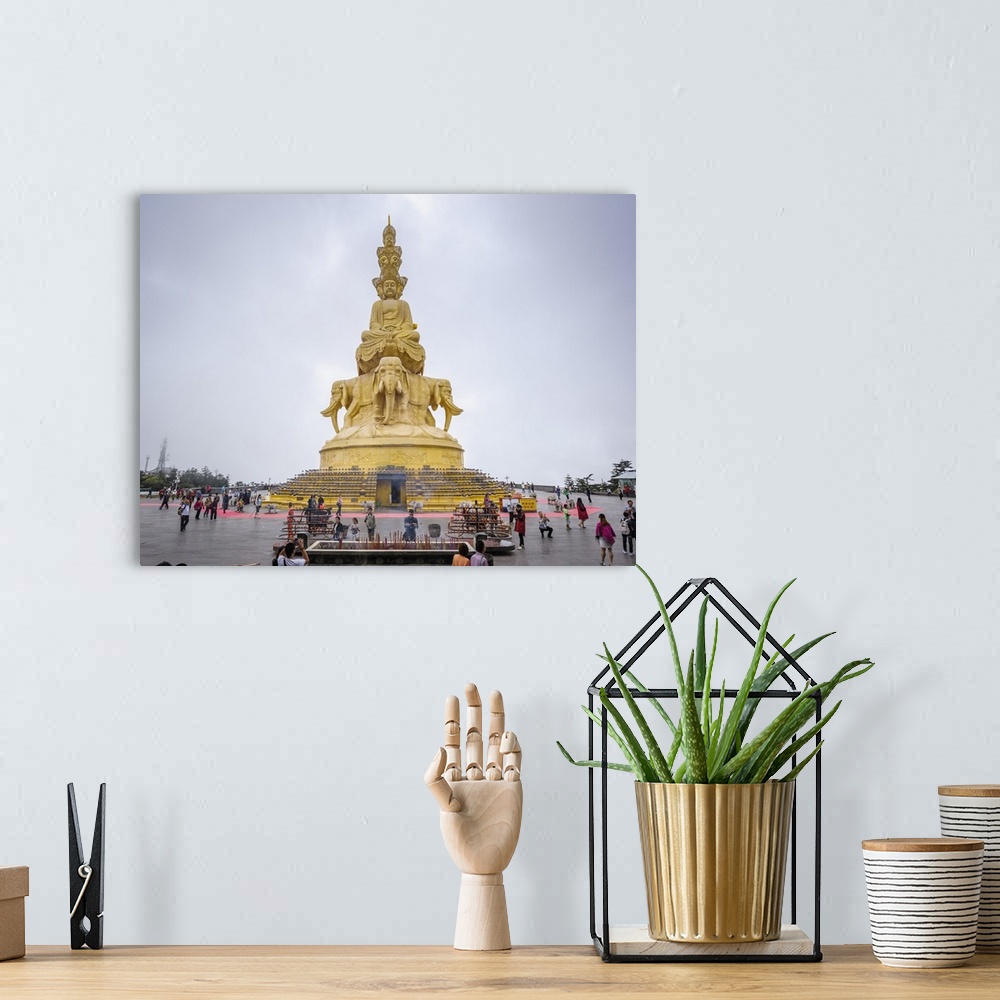 A bohemian room featuring Massive statue of Samantabhadra at the summit of Mount Emei, Sichuan Province, China