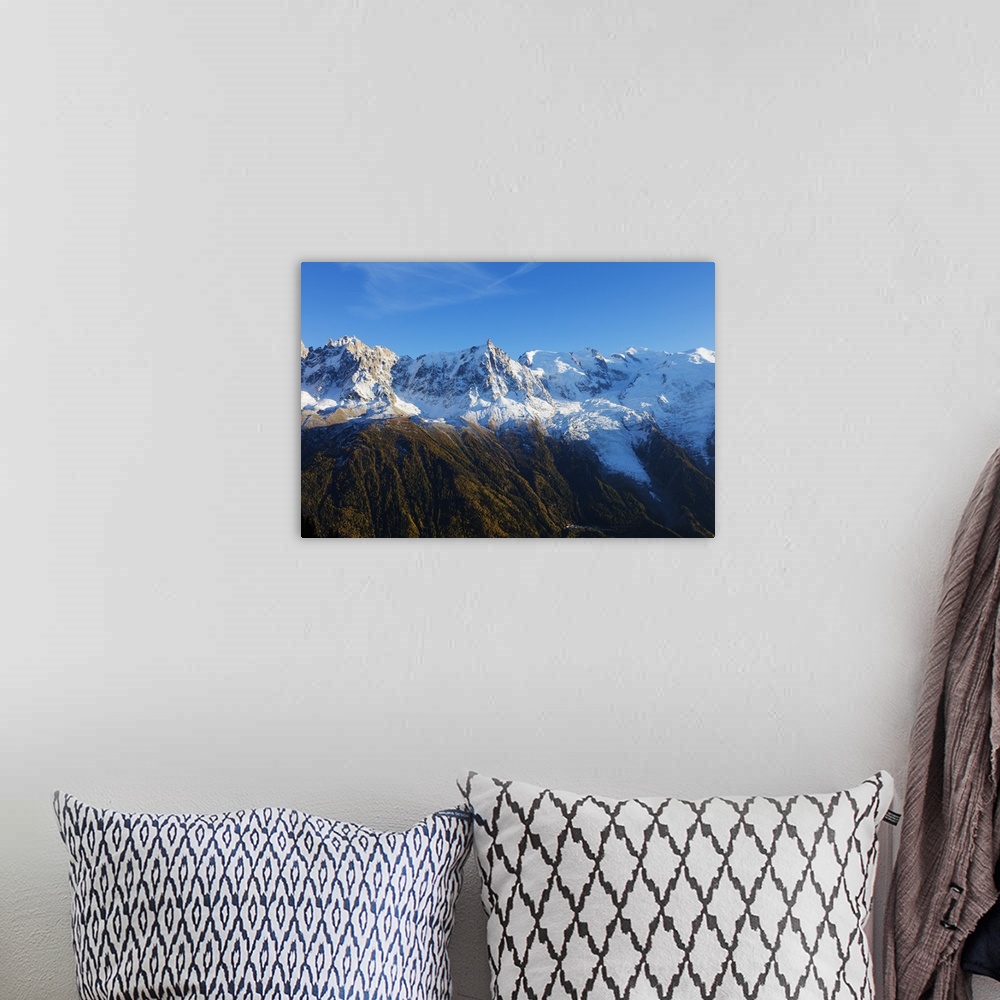 A bohemian room featuring Mont Blanc, 4810m, autumn, Chamonix, Haute Savoie, Rhone Alpes, French Alps, France, Europe