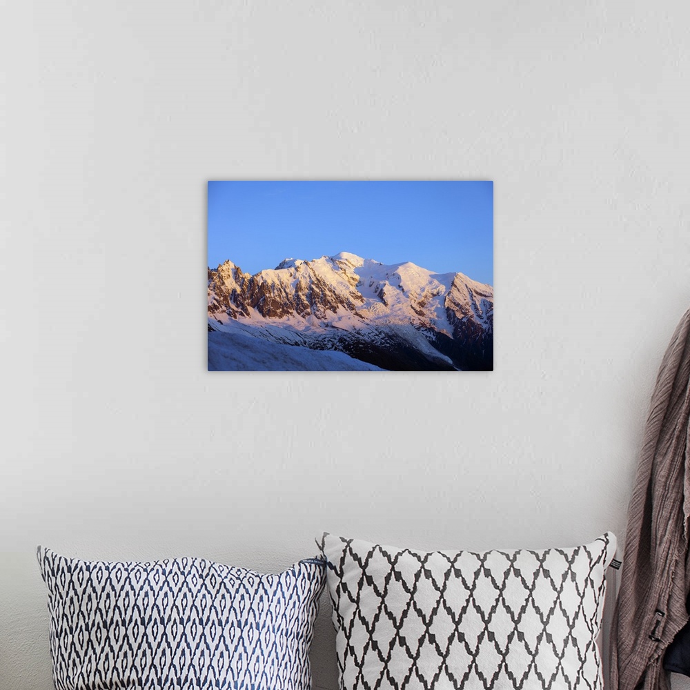A bohemian room featuring Mont Blanc, 4810m, Chamonix, Haute Savoie, Rhone Alpes, French Alps, France, Europe