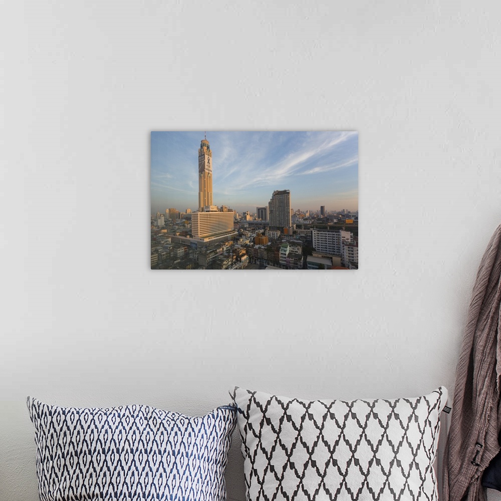 A bohemian room featuring Morning view of Baiyoke Tower and city skyline, Bangkok, Thailand, Southeast Asia