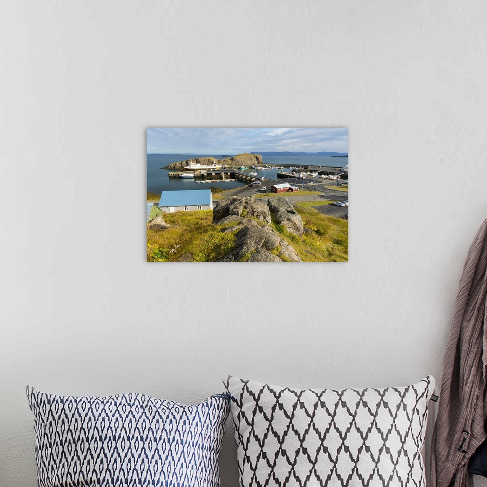 A bohemian room featuring Overview of the Harbour at Stykkisholmur, Snaefellsnes Peninsula, Iceland, Polar Regions