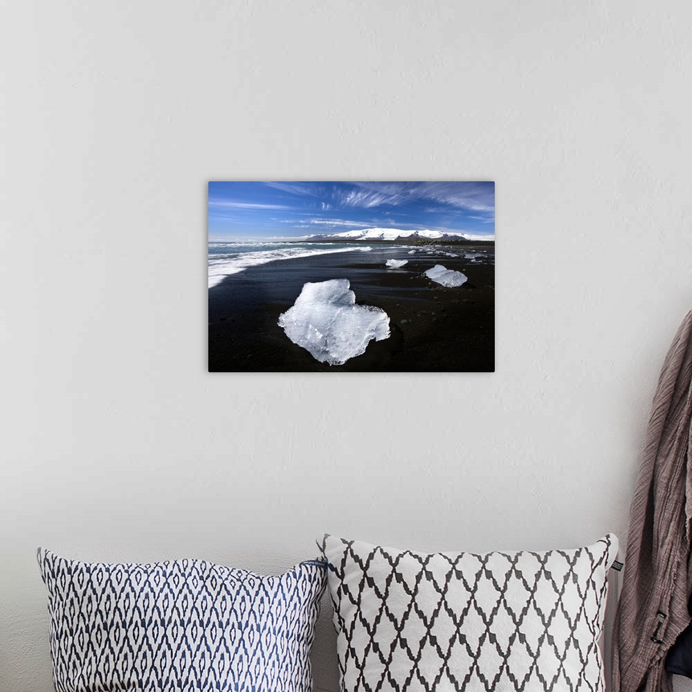 A bohemian room featuring Piece of glacial ice washed ashore, Jokulsarlon, Iceland