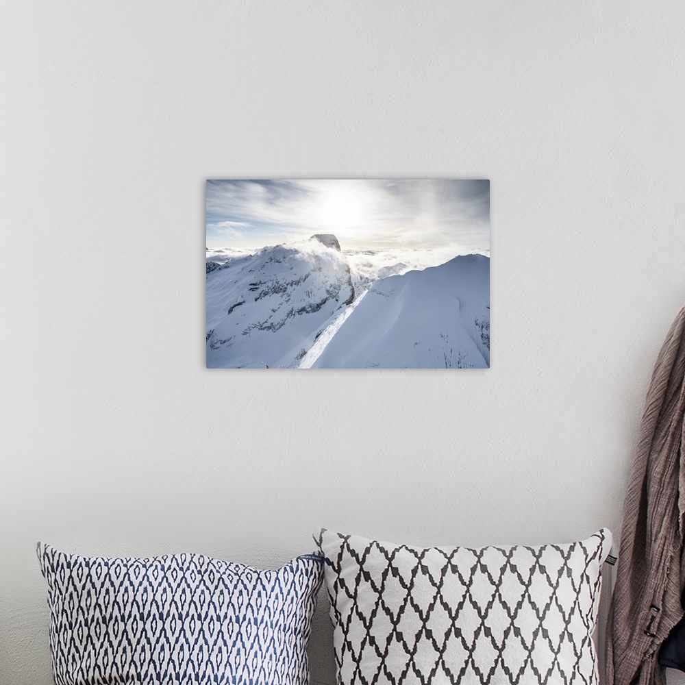 A bohemian room featuring Aerial view of Punta Penia and west ridge of Marmolada in winter, Dolomites, Trentino-Alto Adige,...