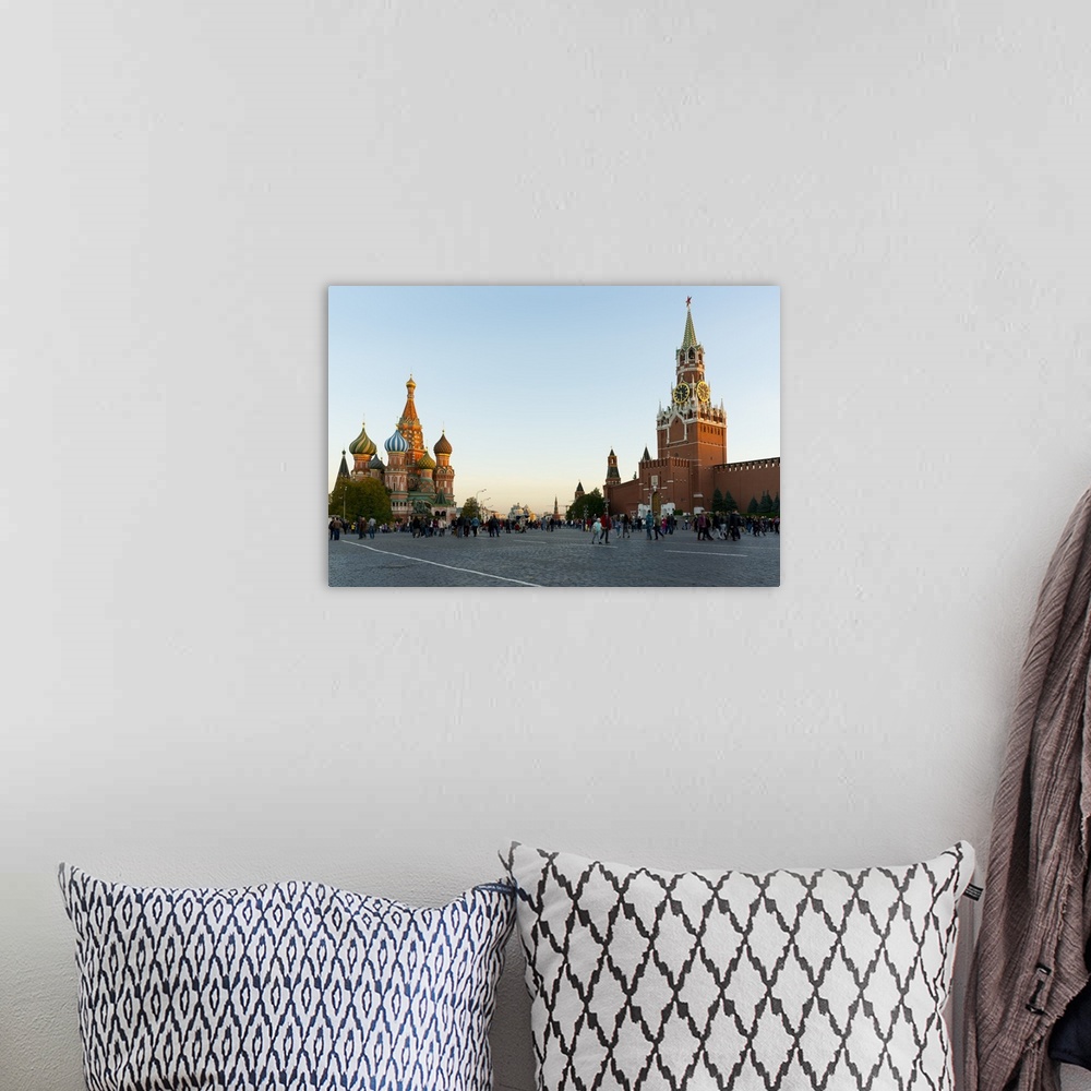 A bohemian room featuring Red Square, St. Basil's Cathedral and the Savior's Tower of the Kremlin, Moscow, Russia
