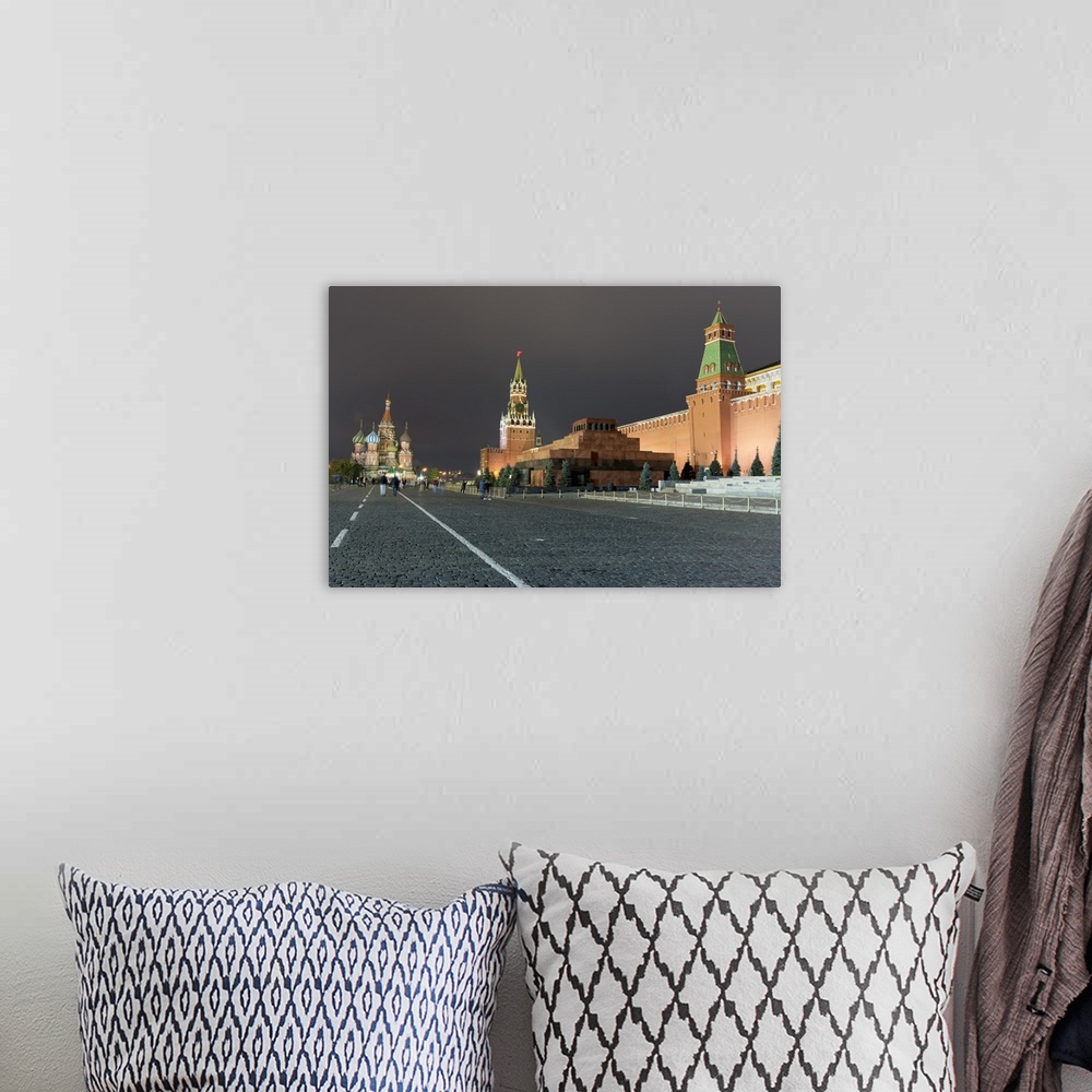 A bohemian room featuring Red Square, St. Basil's Cathedral, Lenin's Tomb and walls of the Kremlin, Moscow, Russia