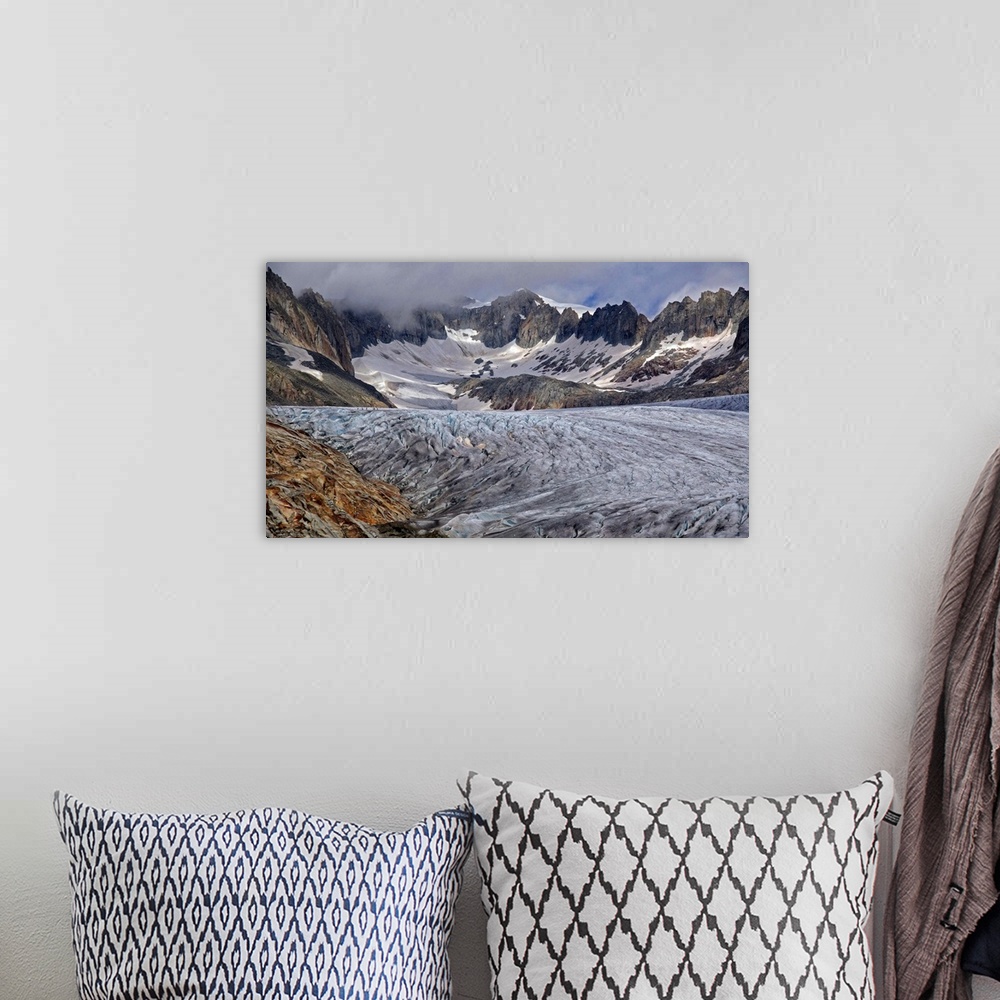 A bohemian room featuring Rhone Glacier at Furka Pass, Canton of Valais, Swiss Alps, Switzerland