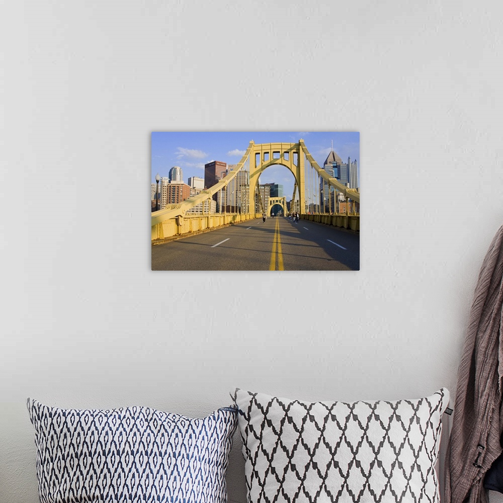A bohemian room featuring Roberto Clemente Bridge over the Allegheny River, Pittsburgh, Pennsylvania