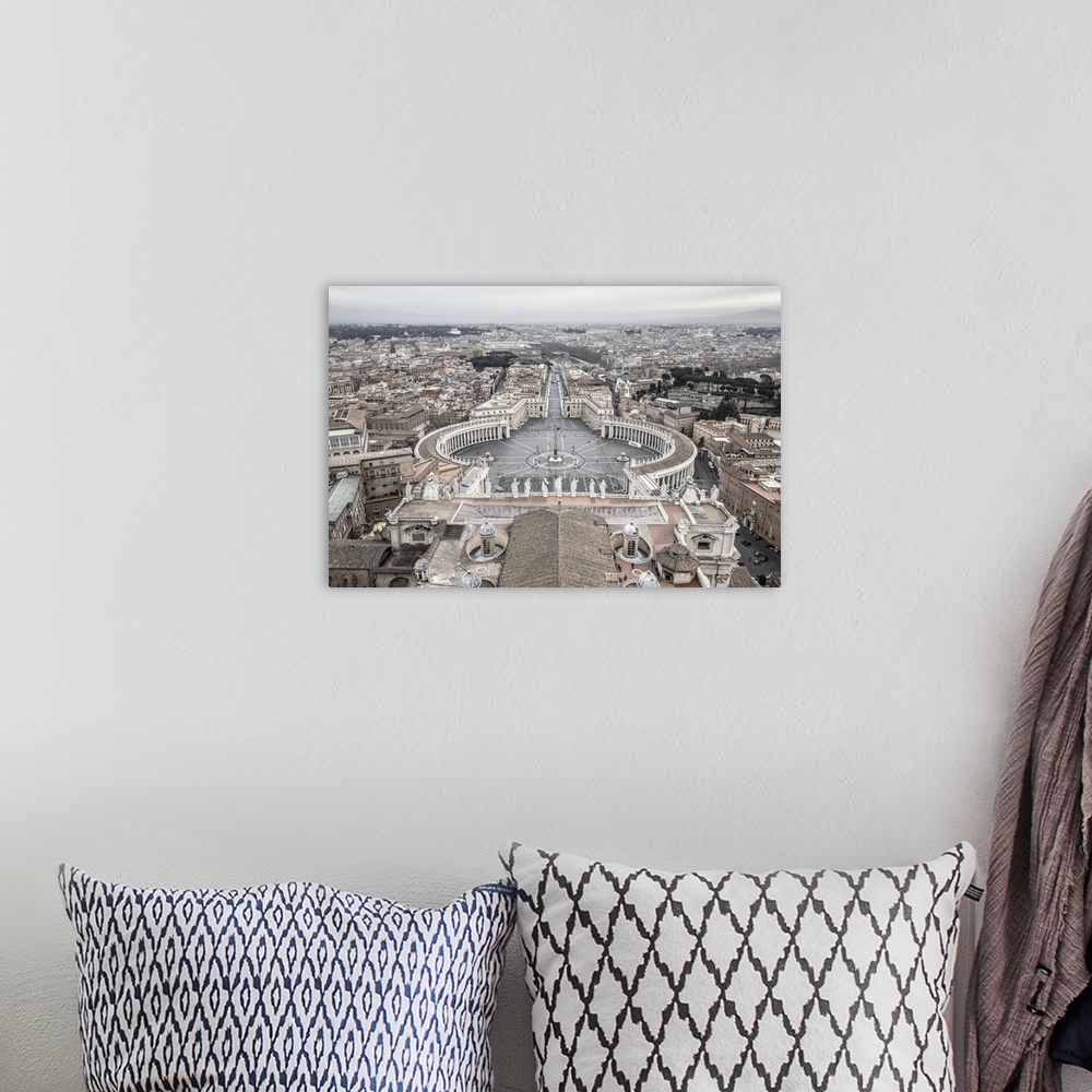 A bohemian room featuring St. Peter's Square from St. Peter's Basilica, UNESCO World Heritage Site, The Vatican, Rome, Lazi...