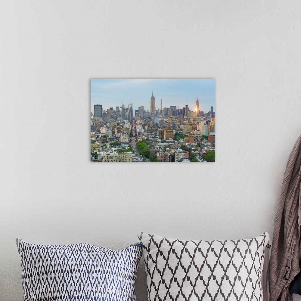 A bohemian room featuring The Empire State Building and Manhattan skyline, New York City
