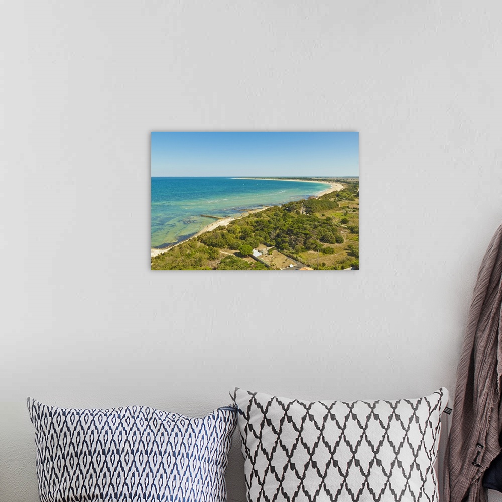 A bohemian room featuring View east from Le Phare des Baleines at west tip of the island, Ile de Re, Charente-Maritime, France